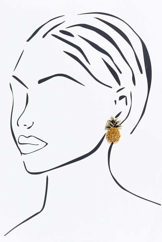 Elijah Gold Pineapple Stud Earrings