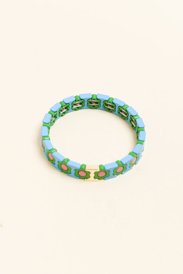 Elke Blue Daisy Beaded Bracelet image 1