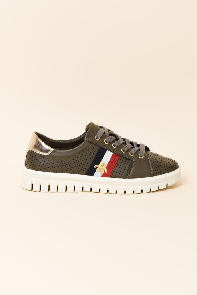 Elope Khaki Bee Leather Sneaker image 1
