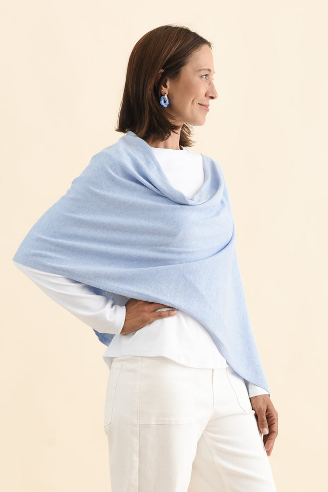 Elorie Blue Cotton Cashmere Poncho image 3
