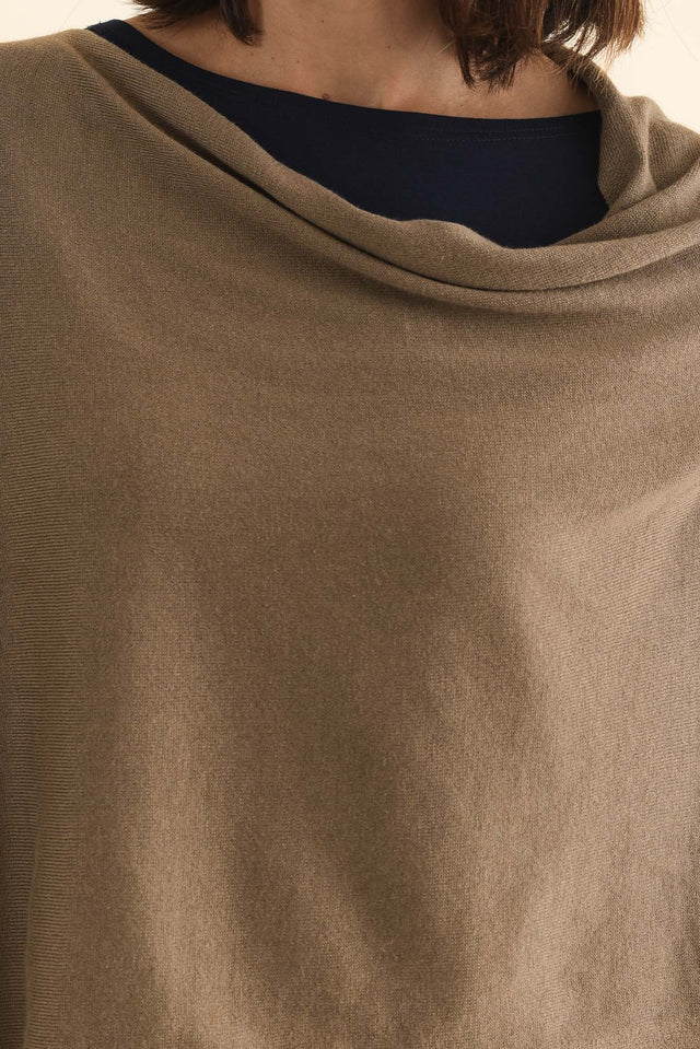 Elorie Khaki Cotton Cashmere Poncho image 5