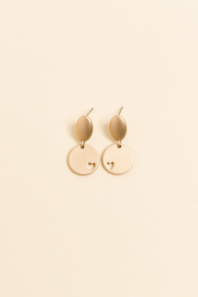 Elsa Gold Heart Disc Earrings image 1