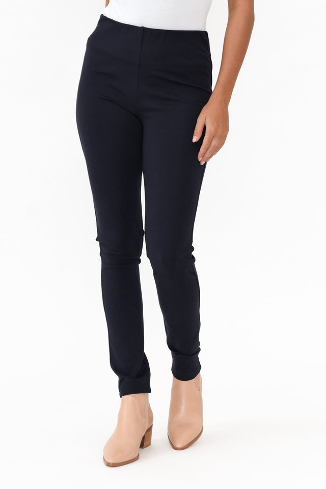 Elsa Navy Winter Ponte Pant alt text|model:Brontie image 1