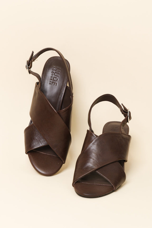 Emi Dark Brown Leather Slingback Heel image 2