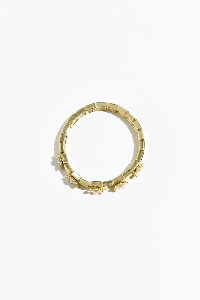 Emily Gold Flower Pearl Bracelet