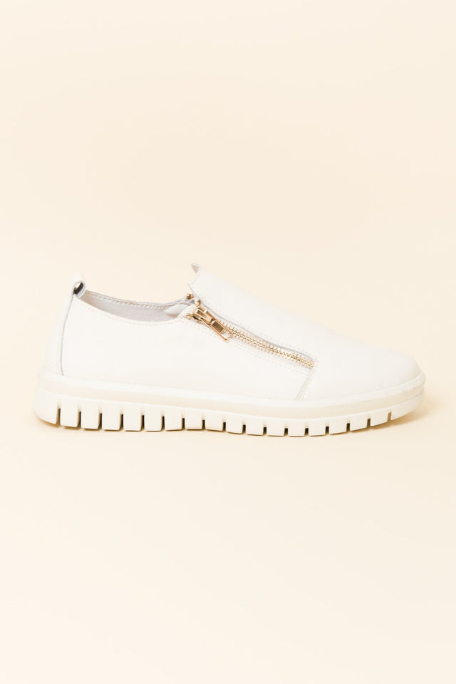 Enjoy White Leather Zip Sneaker image 1