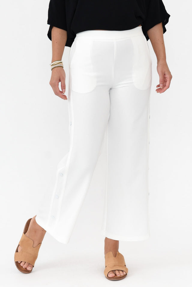 Estelle White Wide Leg Pant alt text|model:Ashleigh image 1