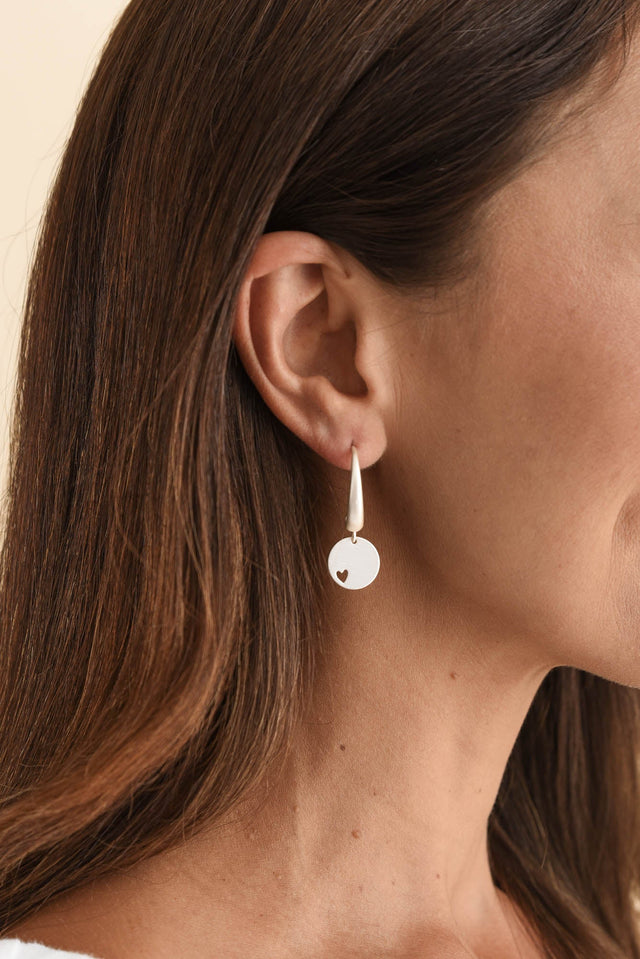 Euphoria Silver Disc Hoop Earrings image 2