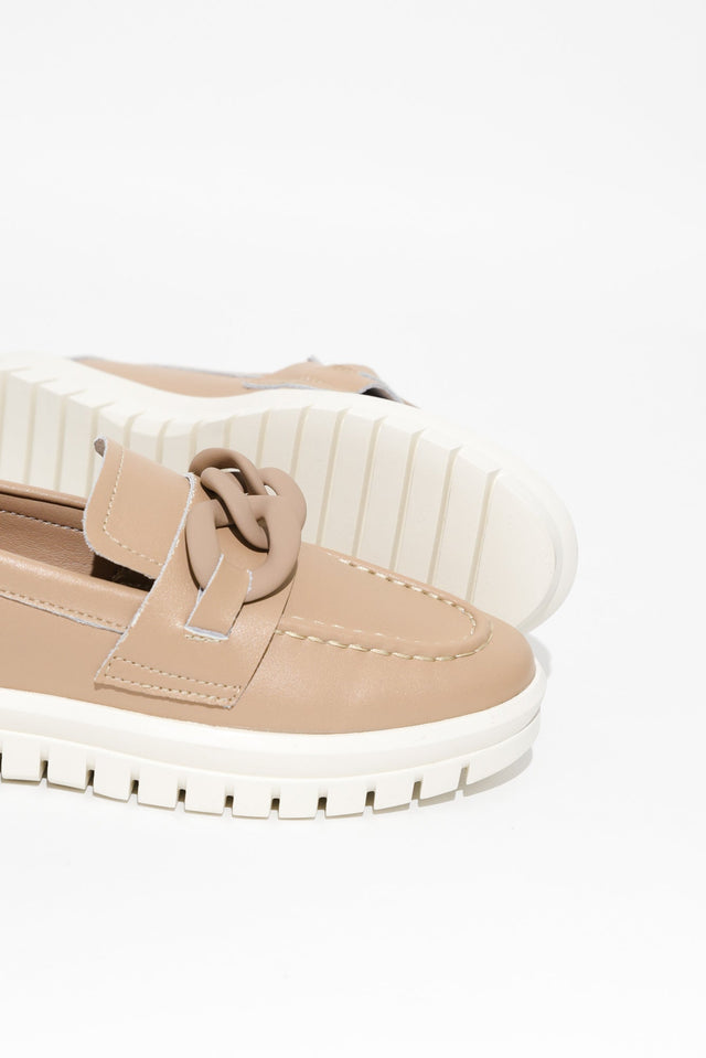 Euston Beige Leather Chain Loafer image 4