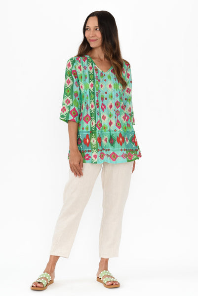 Fia Black Sleeved Crinkle Cotton Top
