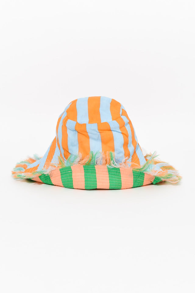 Fray Green Stripe Cotton Wide Brim Hat image 1