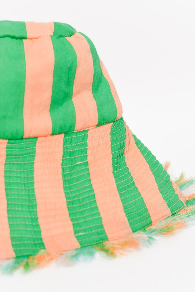 Fray Green Stripe Cotton Wide Brim Hat image 4