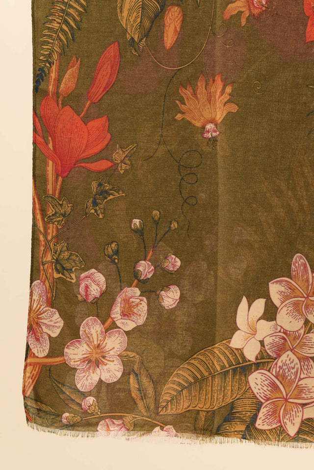 Fredo Dark Green Floral Scarf image 3