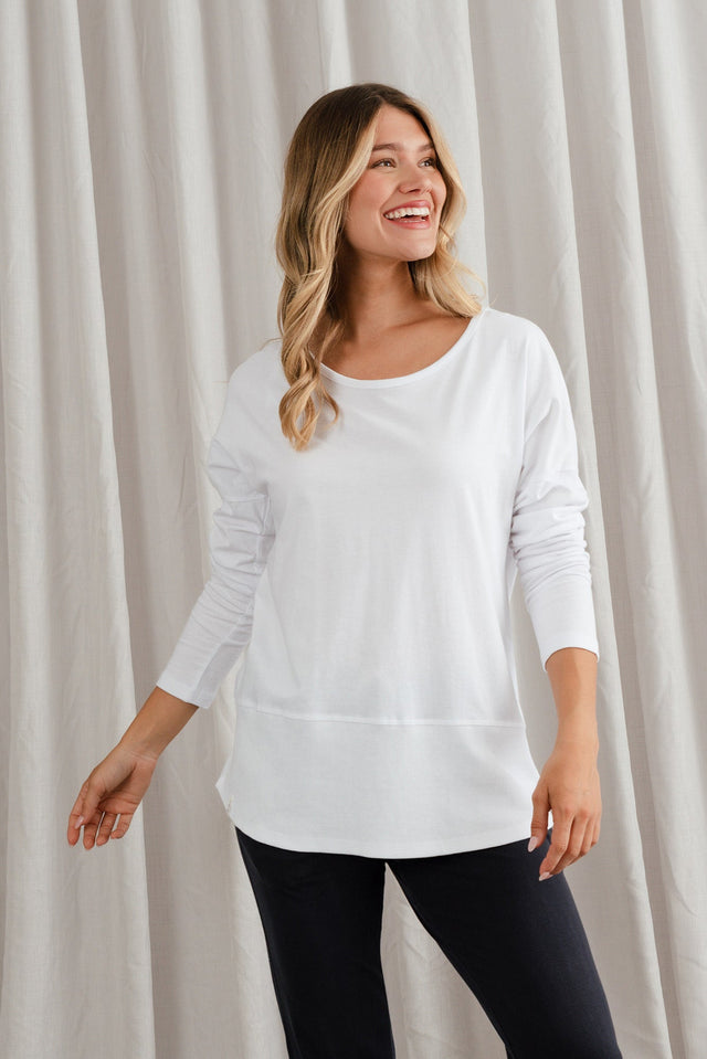 Fundamental White Cotton Rib Sleeved Top