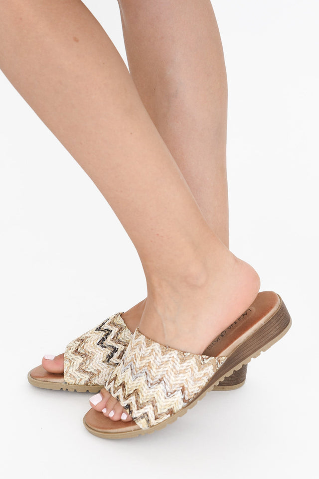 Ganni Natural Geo Raffia Slide image 5