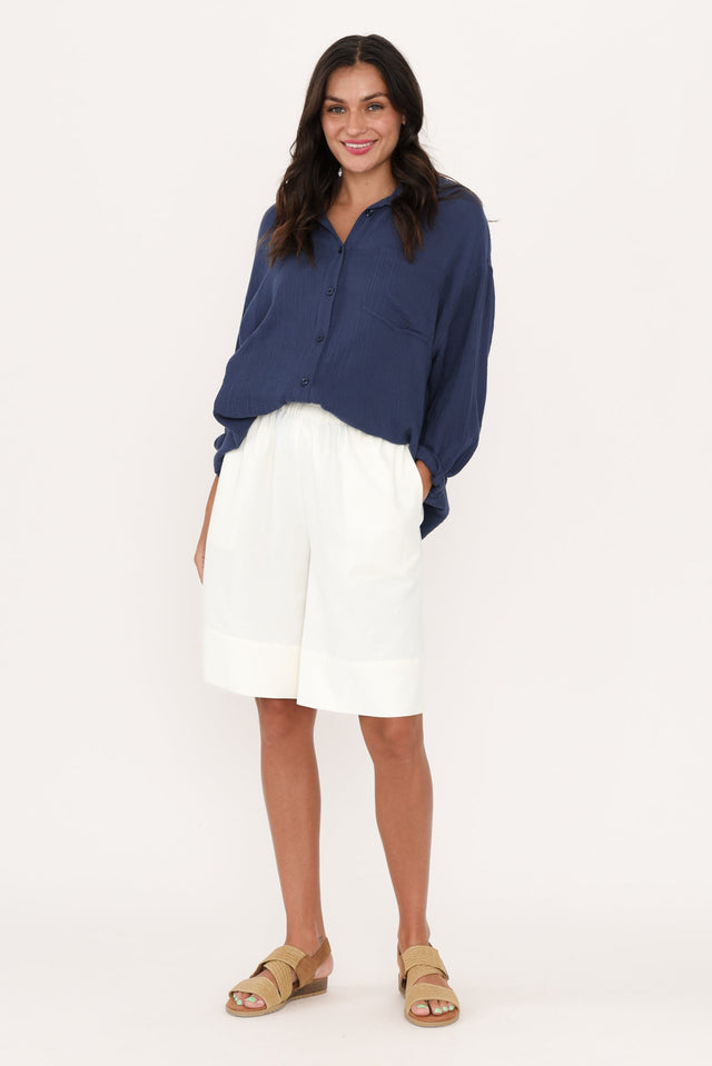 Ginny White Linen Blend Shorts image 8