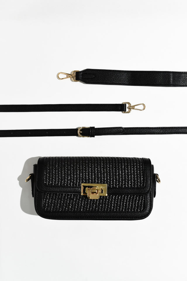 Hattie Black Weave Crossbody Bag