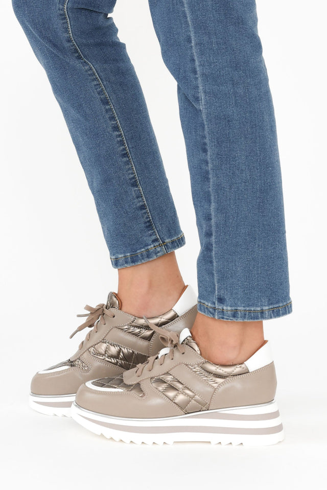 Helena Grey Leather Platform Sneaker image 6