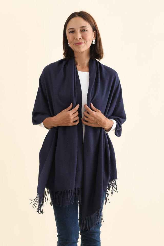 Heta Navy Cotton Pashmina Scarf image 1