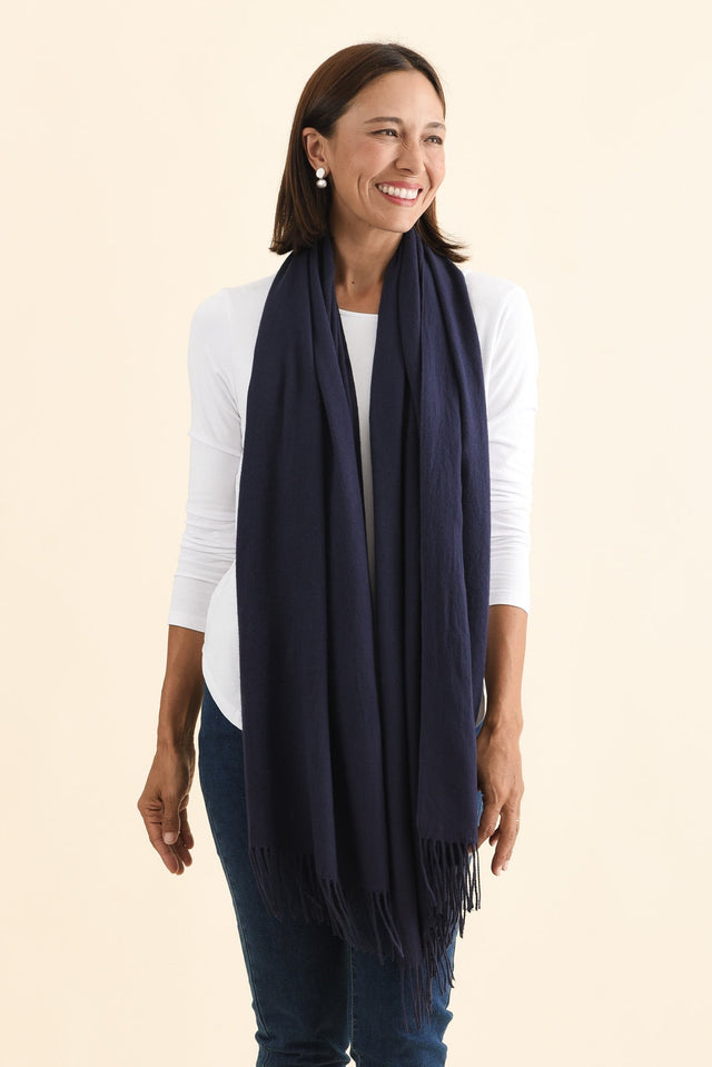 Heta Navy Cotton Pashmina Scarf image 2