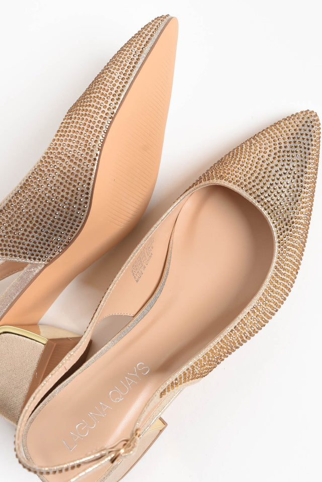 Jester Gold Diamante Slingback Heel image 2