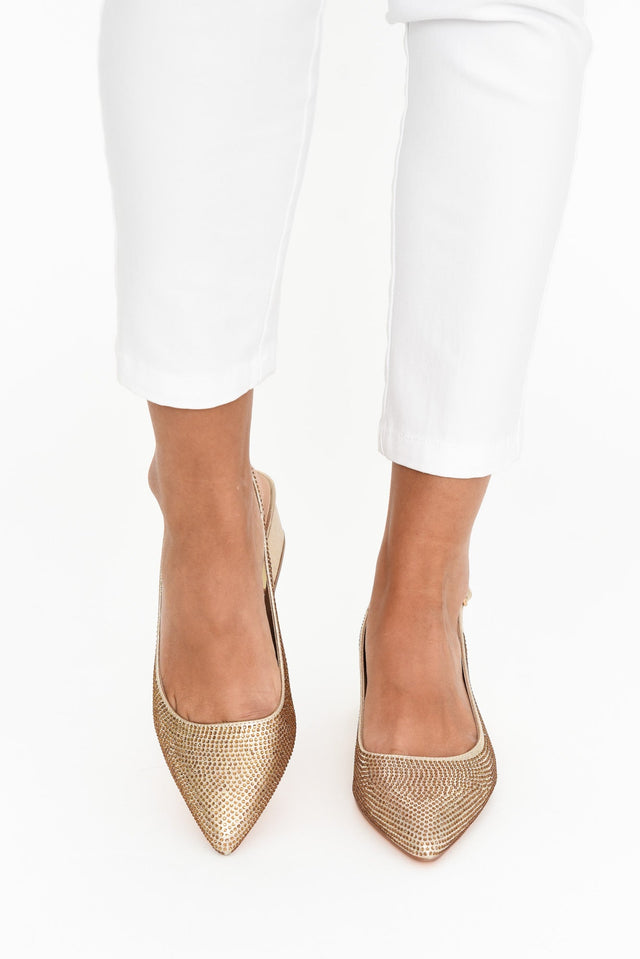 Jester Gold Diamante Slingback Heel image 1