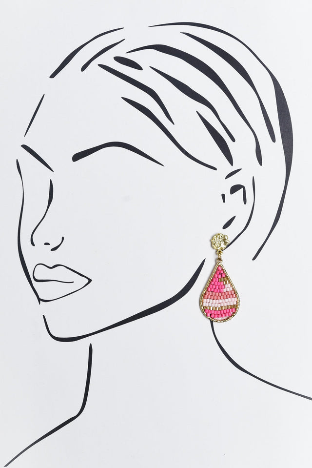 Kamalia Pink Beaded Earrings image 2
