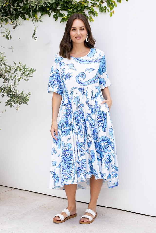 Kiana Blue Paisley Peak Dress