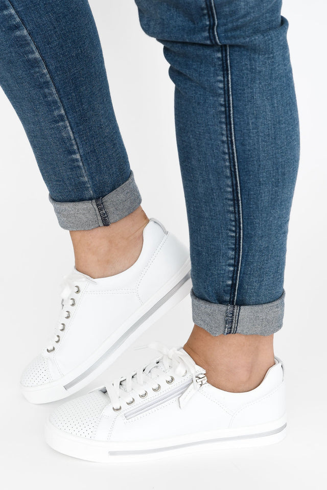 Kiki White Leather Zip Sneaker image 8