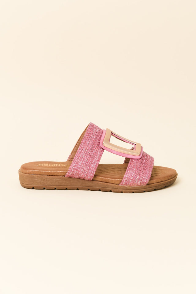 Kimberley Pink Raffia Buckle Slide image 1