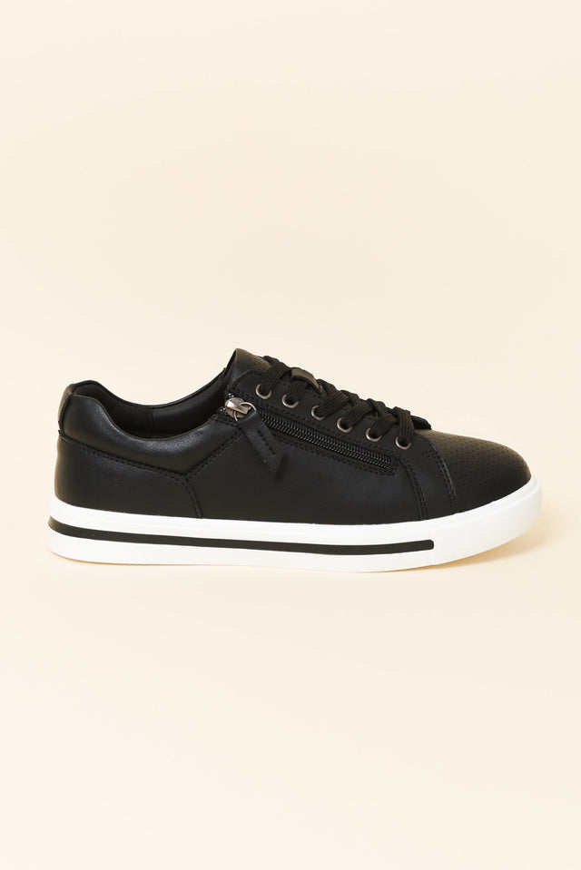 Koko Black Leather Zip Sneaker image 1