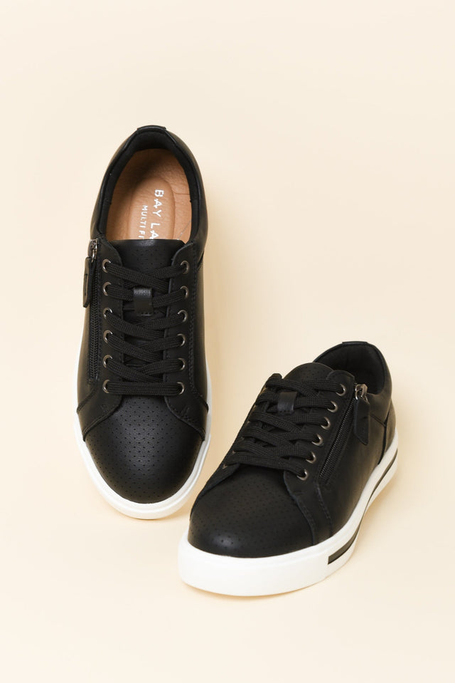 Koko Black Leather Zip Sneaker image 2