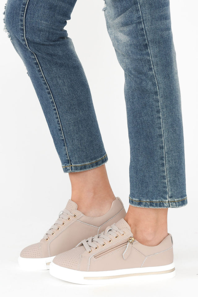 Koko Nude Leather Zip Sneaker image 6