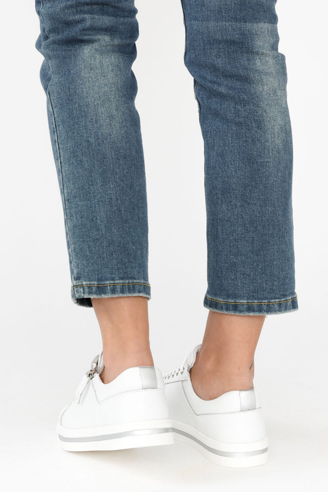 Koko White Leather Zip Sneaker image 8