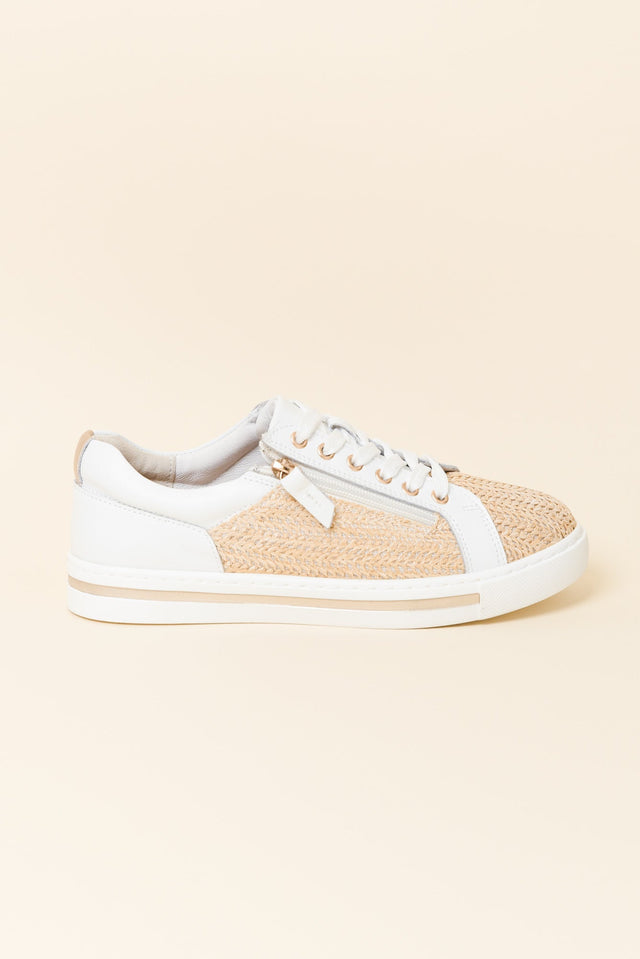 Koko White Raffia Leather Zip Sneaker image 1