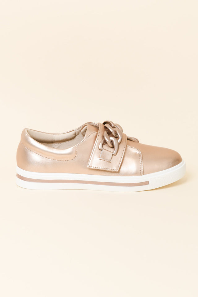 Koolah Rose Gold Leather Chain Sneaker