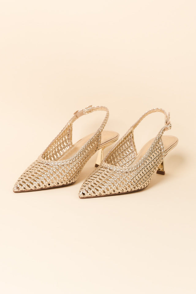 Koscuszkio Gold Leather Woven Heel image 2