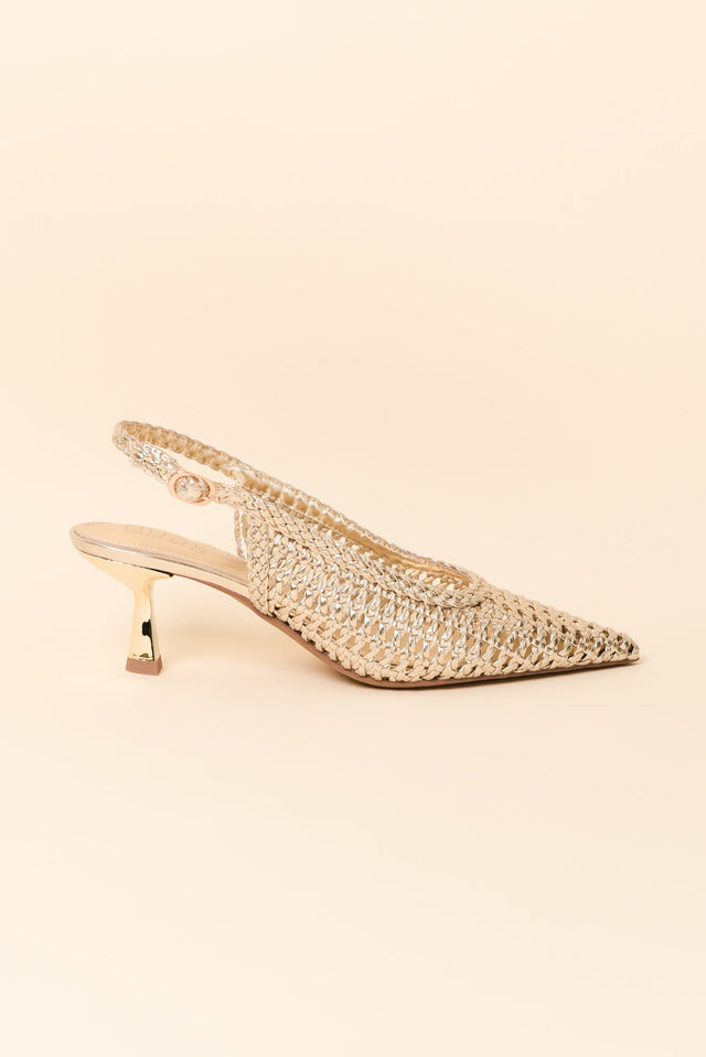 Koscuszkio Gold Leather Woven Heel image 1