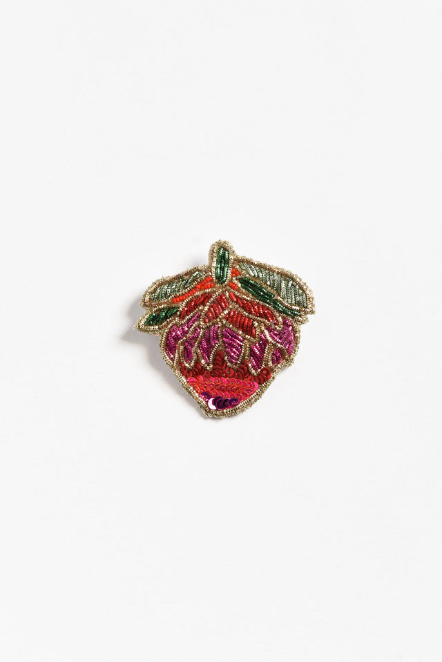 Koya Red Rose Beaded Brooch image 1