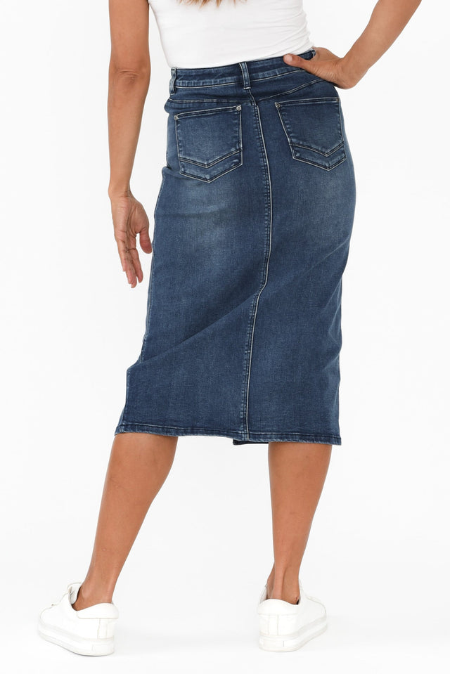 Kylie Dark Wash Denim Midi Skirt image 5