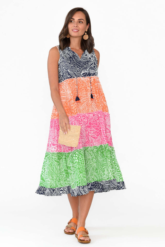 Leros Multi Stripe Organic Cotton Midi Dress image 1