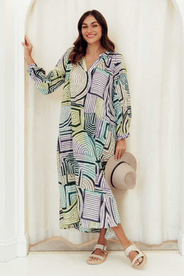 Liliana Green Ripple Cotton Kaftan image 1