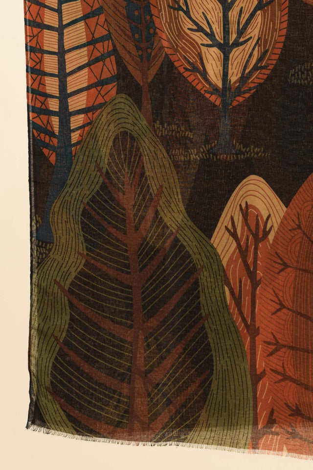 Linnea Brown Leaf Scarf image 3