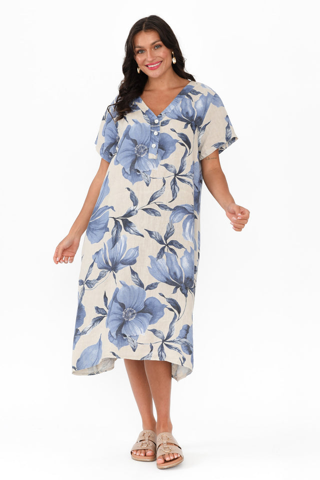 Louisiana Taupe Floral Button Dress