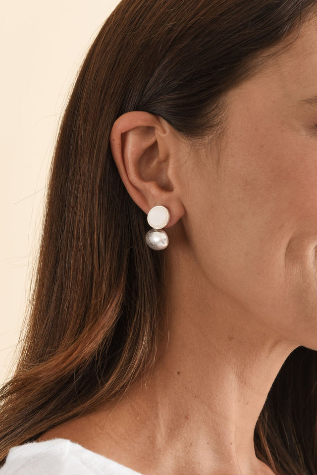 Lucine Silver Ball Drop Earrings image 2