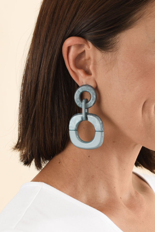 Lydalia Blue Geo Resin Drop Earrings image 2