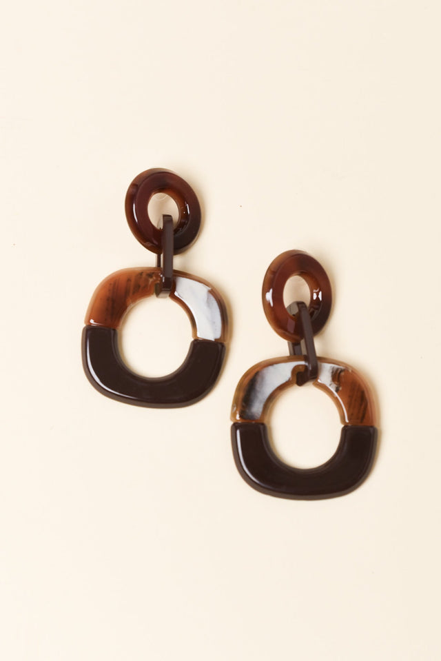 Lydalia Brown Geo Resin Drop Earrings image 1