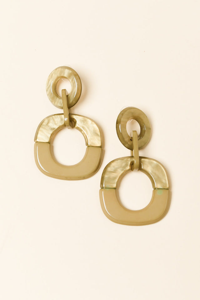 Lydalia Green Geo Resin Drop Earrings image 1