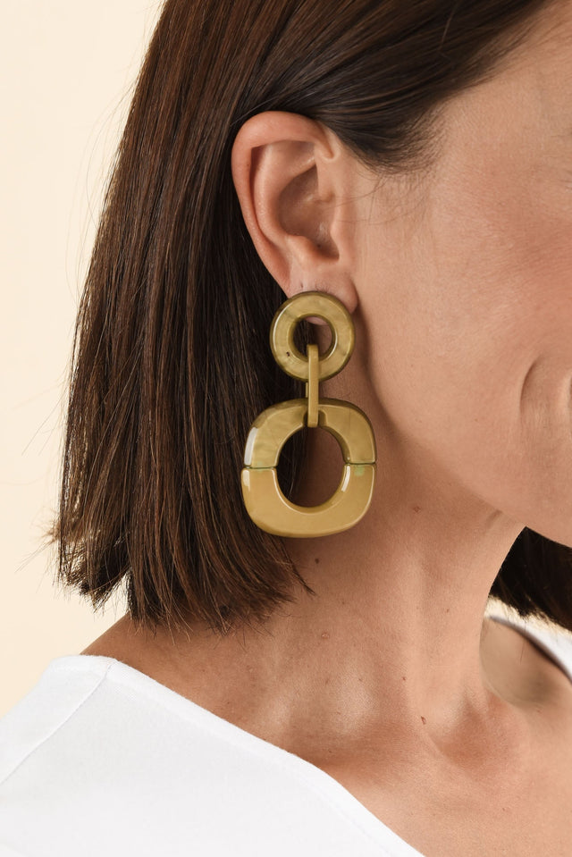 Lydalia Green Geo Resin Drop Earrings image 2