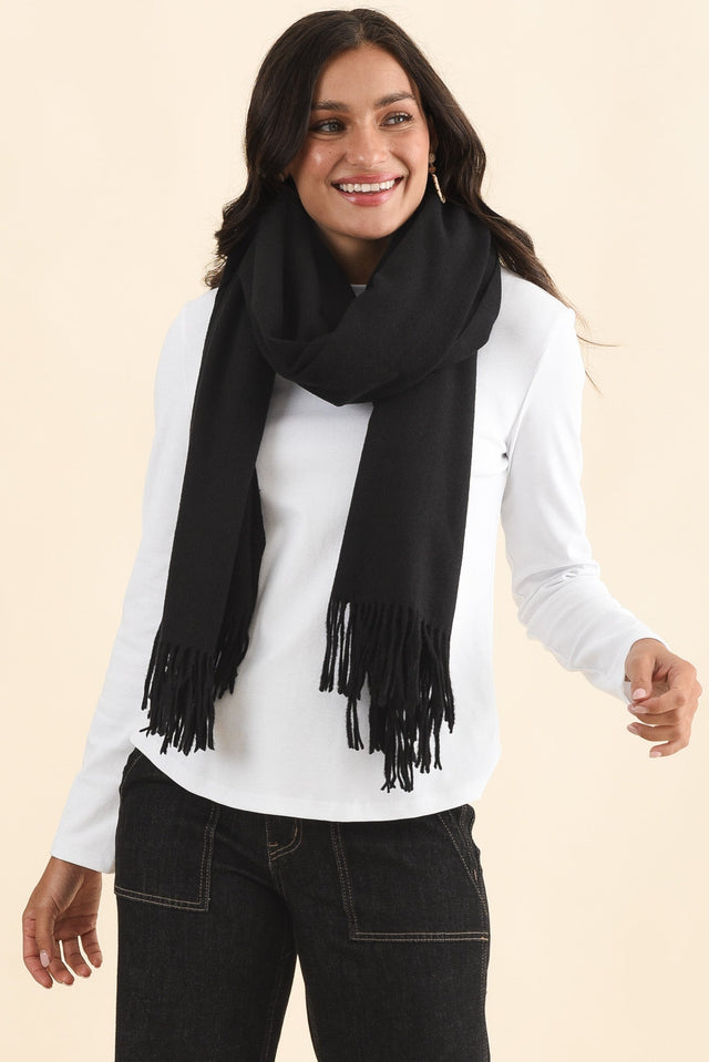 Malone Black Wool Blend Scarf image 1